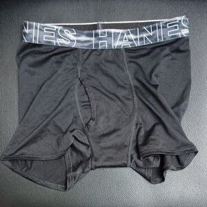 Hanes Black Boxer Briefs with Logo Waistband